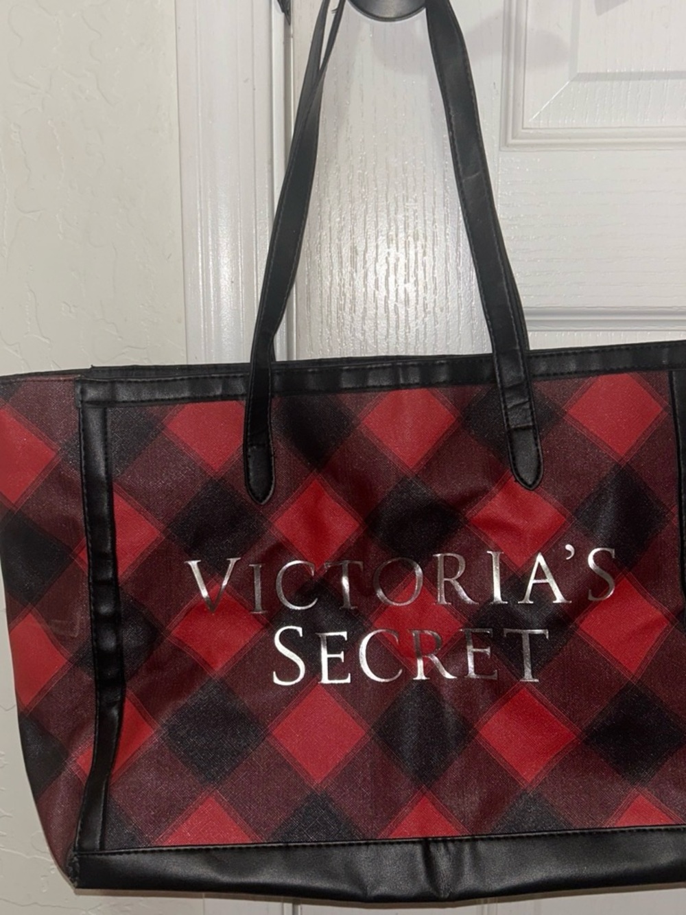 Victoria's Secret Red and Black Plaid Tote